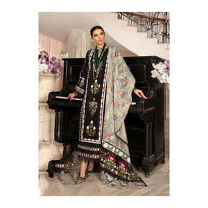 Robe d'hiver sur mesure de haute qualité pour femmes style pakistanais Salwar Kameez matériel en soie et coton - Product Image 1