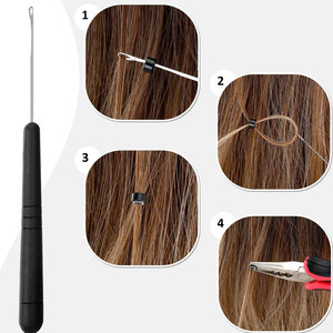 Kit de pinces pour extensions de cheveux de qualité salon avec plusieurs outils professionnels pour l'application d'extensions de cheveux à micro-perles - Product Image 3