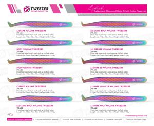 Pinzas de extensión de pestañas de acero inoxidable con etiqueta privada de Rainbow Beauty, punta de fibra puntiaguda con agarre de diamante, bolsa de alta calidad - Product Image 6