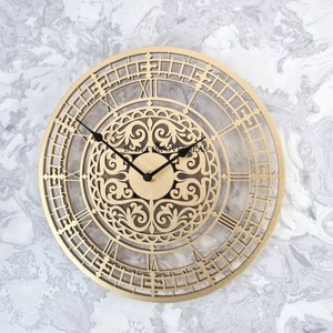 Meilleure qualité miroir clair fait forme ronde oeil accrocheur horloge murale avec chiffres romains Accents décoratifs pour la maison de l'Inde - Product Image 3