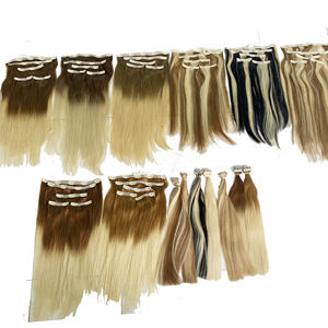 Extensions de cheveux humains Remy, cheveux humains vierges, couleur ombrée, avec Clip, Double dessin, haute qualité - Product Image 1