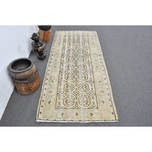 พรม3.1x6.5ft ตุรกีทรงสี่เหลี่ยมมุมฉากสีเบจสีเขียววินเทจทำด้วยมือสำหรับห้องนั่งเล่นห้องนอนห้องโถงพรมข้างเตียง - Product Image 1