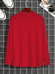 Camiseta de manga larga para hombre de algodón de 220g de peso pesado 100% en blanco liso con estampado de logotipo personalizado Camiseta de manga larga de ajuste regular - Product Image 2