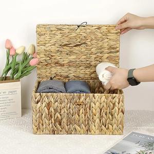 Caja de almacenamiento de jacinto de agua con tapa a presión, caja de almacenamiento hecha a mano, ecológica, natural, para el hogar y decoración del hogar, venta al por mayor desde Vietnam - Product Image 2