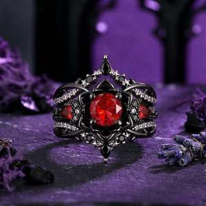 ชุดแหวนดอกบัวศักดิ์สิทธิ์เจลูเลียลายพระจันทร์และดวงดาวสีดำ - Product Image 5