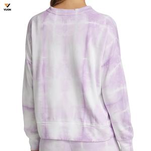 2025 vente en gros de haute qualité à manches longues col rond personnalisé femmes cravate colorant imprimé sweat - Product Image 5