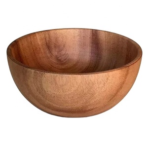 Bol en bois d'acacia naturel, ustensiles de cuisine de haute qualité, service de salade rond, bol décoratif de nourriture pour fruits, prix de gros - Product Image 1