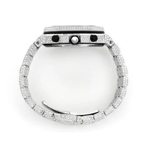 Montre en diamant cultivé en laboratoire de haute qualité diamant incolore Style Hip Hop boîtier en acier inoxydable bracelet en verre avec Date - Product Image 4