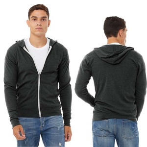 Sudaderas con capucha azul marino con cremallera completa para hombres y mujeres unisex de buena calidad y bajo precio Sudadera ligera con capucha - Product Image 4