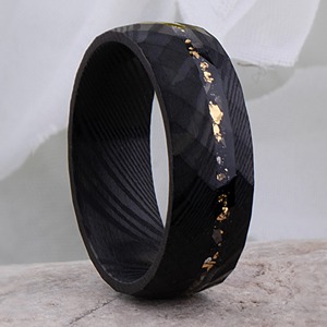 Anillo DE BODA personalizable DIY de acero de Damasco, anillo negro de moda, meteorito, hoja de oro, piedra arenisca, acentos, cuchillos OEM - Product Image 5