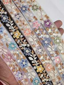 Telas de encaje nupcial bordado fantasía ilusión-color lentejuelas tela de encaje para vestido - Product Image 6