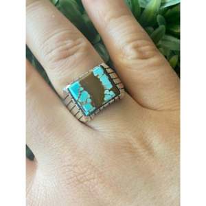Trevor Jack Bezel Set <b>Turquoise</b> & Sterling Silver <b>Ring</b> Size 9.5 - Product Image 2