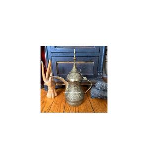 Gold Plated Embossed Design Arabic Metal Dallah in Brass Made for Hotel Restaurant Table Top Coffee <b>Tea</b> Serving Usage From India - Product Image 1