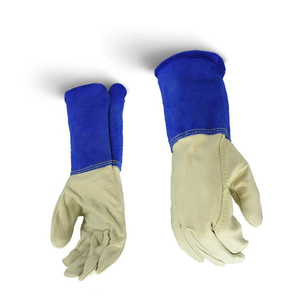 Guantes de seguridad de lona de Palma de cuero Guantes de soldadura Tig Vender guantes de trabajo Calor de cuero de vaca de alta calidad - Product Image 5