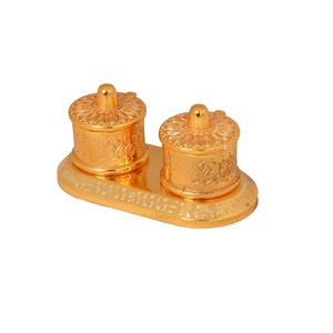 Sindoor Dibbi en laiton, fait main, design moderne et sûr |   Boîte de décoration Kumkum pour cadeau et décoration ronde multicolore - Product Image 5