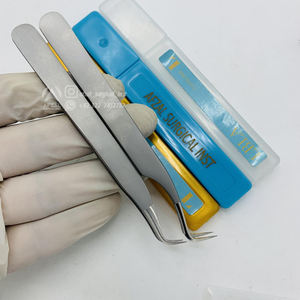 Pinzas para pestañas de acero inoxidable de precisión de alta calidad Punta de microfibra de arena pulida sostenible para extensiones de pestañas - Product Image 5