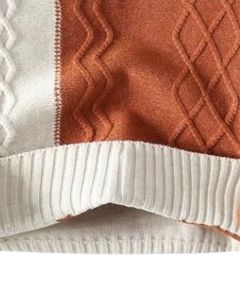 เสื้อสเวตเตอร์ถักลายแพทช์เวิร์คสีขาวน้ำตาลน้ำเงิน เนื้อนุ่ม อุ่นสบายสำหรับฤดูหนาว สไตล์บล็อกสี ทันสมัย สวมใส่สบายๆ แฟชั่นลำลอง - Product Image 5