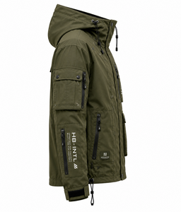 OEM Autumn Solid Zipper Hooded <b>Utility</b> Windbreaker <b>Men's</b> Long <b>Jacket</b> Waterproof Breathable Outdoor Casual OEM Service - Product Image 5