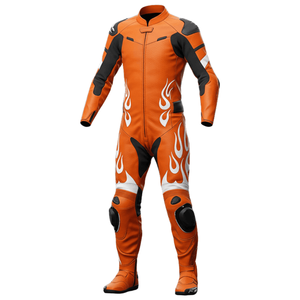 Mono de Motociclismo de Cuero de Primera Calidad para Hombre, Color Naranja, de Piel de Vaca/Canguro, Mono de Carreras de Motociclismo, con Protectores CE - Product Image 1