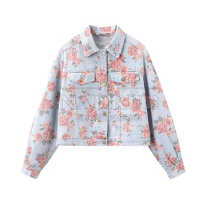 Veste en jean imprimée pour femme à séchage rapide en gros pour la vente en ligne, veste en jean imprimée imperméable pour femme en gros pour la vente en ligne - Product Image 1