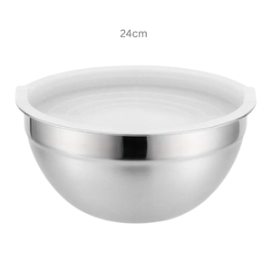 Versatile 24cm Stainless Steel <b>Mixing</b> <b>Bowl</b> <b>with</b> <b>Lid</b>: Perfect for Cooking, Food Storage, and Meal Preparation - Product Image 1