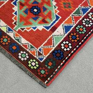 Turkish Herki <b>Runner</b> Rug 2.5x10.6 ft (75x323 cm), Vintage <b>Red</b> Floral Rug - Product Image 4