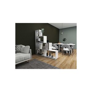 Scala Handcrafted Modern Design Ladder <b>Shelf</b> Bookcase <b>White</b> 6-Tier Suntalam Office and Living Room Organization Made in Turkey - Product Image 6