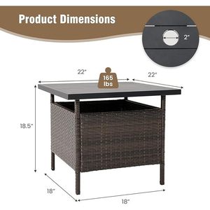 Table basse d'extérieur en osier HDPE avec trou de parasol Table de jardin rectangulaire carrée avec table d'appoint en rotin pour cour - Product Image 2