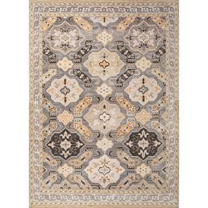 Erbe AKWL-13023 Grey & <b>Black</b> Hand Knotted Wool <b>Rug</b> Geometric Pattern Rectangle Living Room Carpet with Plush Pile Height - Product Image 1