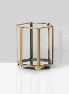 Antique Brass Gold Metal <b>Glass</b> Hanging Candle Holder for Decor High Quality Metal & <b>Terrarium</b> <b>Glass</b> Geometric Candle Lantern - Product Image 4