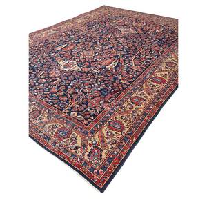 Alfombra de Lana Anudada a Mano Azul Aalam Paem-604 con Patrón Floral Rectangular de 9x12 para Sala de Estar, Ideal para Adolescentes - Product Image 2