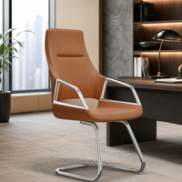 Chaise de bureau ergonomique cantilever en cuir PU avec piètement chromé pour salle de réunion, vente en gros OEM