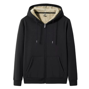 Sweat à capuche en molleton 100% coton pour hommes Style parfait anti-rides avec fermeture éclair Matériau durable Manches à deux poches - Product Image 2