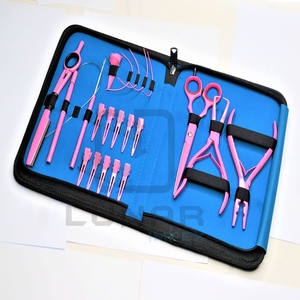 Kit d'outils d'extension de cheveux de couleur rose avec combinaison bleu ciel noir et possibilité d'étiquetage gratuit de la marque - Product Image 4