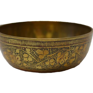 Bol de service de style vintage gravé de fleurs, finition dorée, pour une vaisselle élégante, service festif et occasions spéciales - Product Image 1
