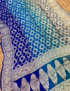 Elegante Sari Banarasi de Chifón Puro, Tejido a Máquina, con Estilo, con Bordado Zari, con Pieza de Blusa Sin Coser a Juego, Perfecto para Uso Diario, Fiestas y el Sol - Product Image 6