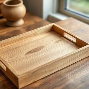 Plateau de boisson en bois Plateau en bois léger Plateau de service en bois Sculpté ACacia Plateau à thé pour une utilisation en cuisine Fête en gros - Product Image 3