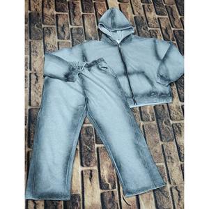 Ensemble de survêtement pour homme personnalisé de haute qualité, 100% coton molletonné, pantalon évasé et sweat à capuche, effet délavé à l'acide, fabricants de vêtements - Product Image 2
