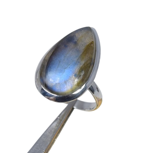 Natural Labradorite 925 Sterling Silver Gemstone Ring <b>Handmade</b> <b>Jewelry</b> February Birthstone Pear Shape Gift for Birthday - Product Image 1