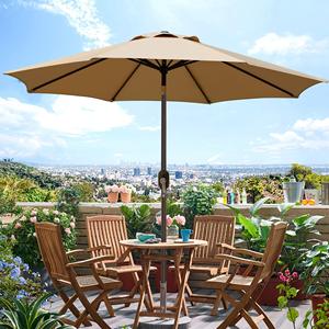 Parasol de terrasse moderne en aluminium YOHO OUTDOOR 9' avec 8 baleines robustes et manivelle inclinable à bouton-poussoir - Product Image 3