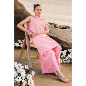 Conjunto de Traje Jacquard Color Durazno y Beige para Mujer, 2 Piezas, Sin Coser, Atuendo Moderno - Product Image 5