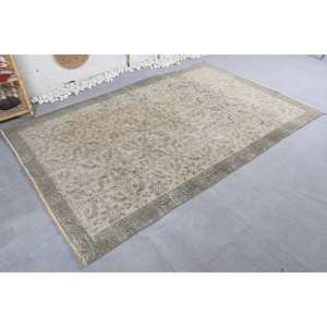 Alfombra turca Vintage Beige verde 5,2X7,8 pies de látex de retazos de lana para el hogar, mesita de noche, pasillo Rectangular inspirado en Tabriz - Product Image 4