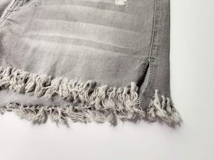 Shorts en jean taille haute pour femmes, fermeture à boutons, respirant, lavage clair, style décontracté, coupe régulière - Product Image 2