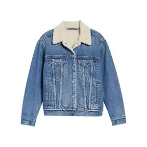 High Quality Women's Cropped Denim Jackets Casual Jean Coat With <b>Fur</b> Custom OEM Supply and Different Color - Product Image 2