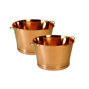 Set of 2 Modern Design Copper Ice Bucket For Wholesale Indian Suppliers Customized Size And Shape For Buyers
