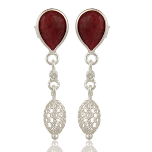 Mejor Venta de plata esterlina rubí natural corindón y topacio blanco piedras preciosas pendientes colgantes fabricante de joyería personalizada - Product Image 1