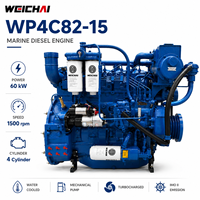 Motor Diésel Marino Weichai WP4C82-15 de 4 Cilindros, 60KW, 82HP, 1500RPM, Refrigerado por Agua, para Embarcaciones de Pesca