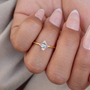 Bague en or jaune massif 18 carats avec diamant naturel taillé en marquise bijoux en or massif pour cadeau d'anniversaire - Product Image 4