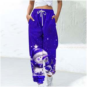 Deslumbrantes pantalones de chándal navideños para mujer, pantalones de chándal navideños con cordón de ajuste moderno, ropa navideña cálida de poliéster - Product Image 5
