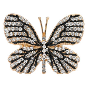 Anello Elastico a Farfalla Placcato Oro con Cristalli AB Blu, Gioiello da Festa per Donne, Stile Romantico - Product Image 5